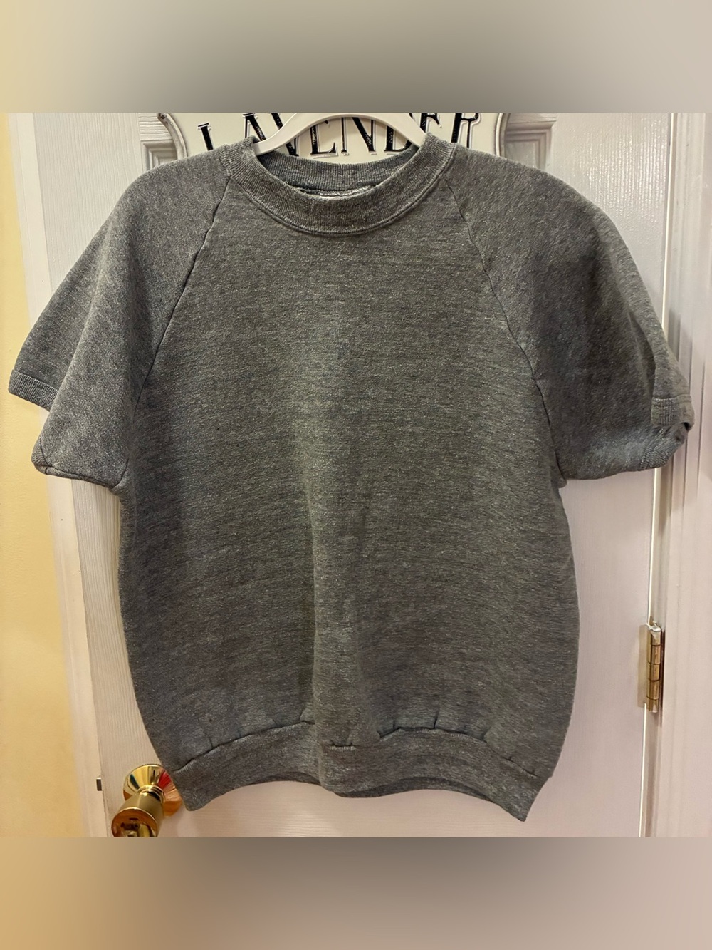 Vintage Activewear, USA, Men's Heather Gray Short-Sleeve Crewneck Sweatshirt